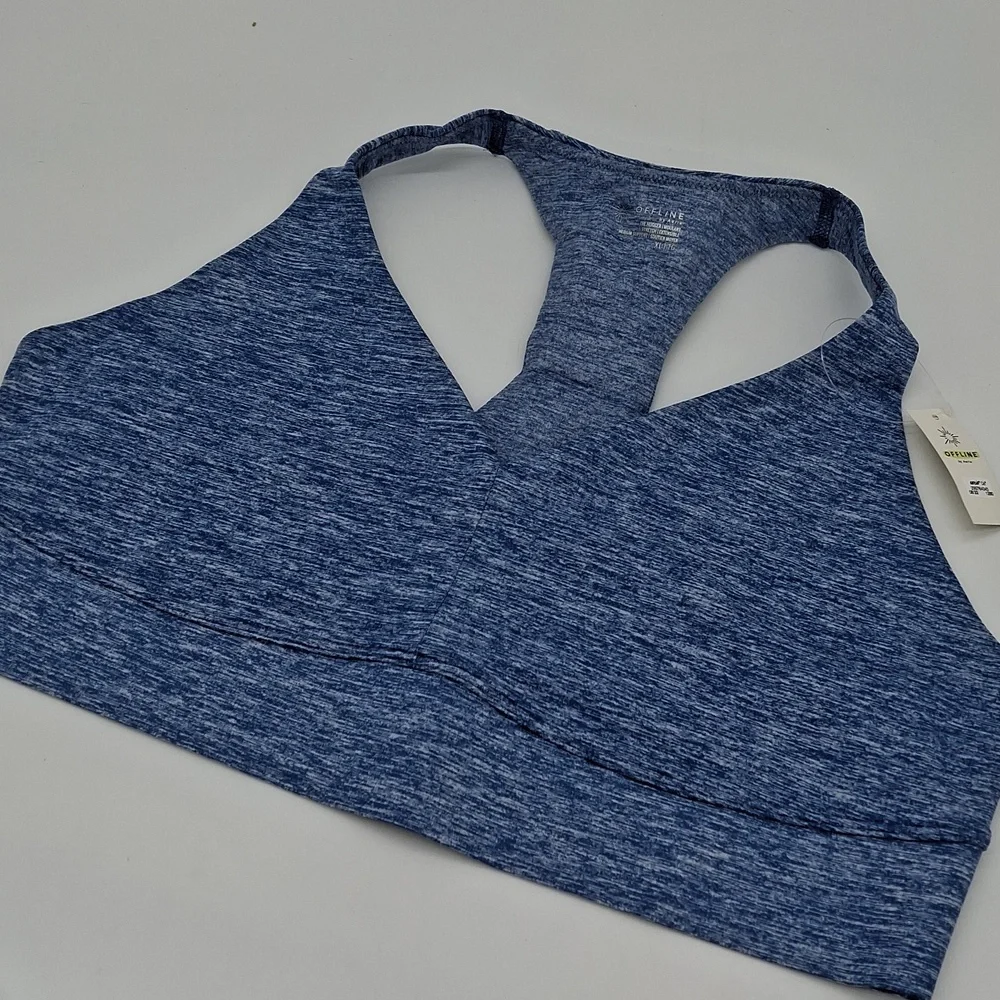OFFLINE by Aerie The Hugger Racerback Sports Bra Marbled Blue XL